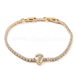 Golden Brass Link Bracelet, with Cubic Zirconia Tennis Chains, Long-Lasting Plated, Teardrop, 7-7/8 inch(20cm)(BJEW-C055-05D-G)