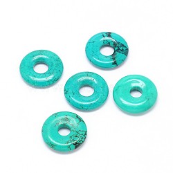 Natural Howlite Donut/Pi Disc Pendants, Dyed & Heated, Turquoise, Donut Width: 11mm, 30x6mm, Hole: 8mm(TURQ-E021-01-30mm)