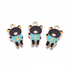 Alloy Enamel Pendants, Cadmium Free & Lead Free, Bear, Dark Turquoise, 20x11.5x2mm, Hole: 2mm(ENAM-S115-165)