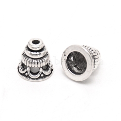 Tibetan Style Alloy Bead Cones, Pagoda, Antique Silver, 7.5x7.5mm, Hole: 1.5mm(FIND-WH0100-36AS)