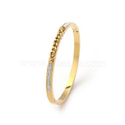 Fashionable Stainless Steel Pave Rhinestone Hinged Bangles for Women(LR5423-17)