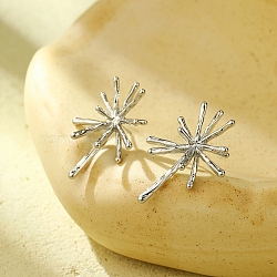 304 Stainless Steel Snowflake Stud Earrings for Women, Golden, 35.5x25.5mm(EJEW-U023-03G)