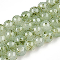 Baking Painted Glass Bead Strands, Imitation White Jade, Round, Dark Sea Green, 8~8.5mm, Hole: 1.2mm, about 104~108pcs/strand, 30.31~31.5 inch(77~80cm)(DGLA-N004-8mm-01)