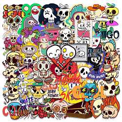 Halloween Themed PVC Waterproof Sticker Labels, Skull Self-adhesive Decals, for Suitcase, Skateboard, Refrigerator, Helmet, Mobile Phone Shell, Colorful, 40~80mm, 46pcs/set(HAWE-PW0001-046)