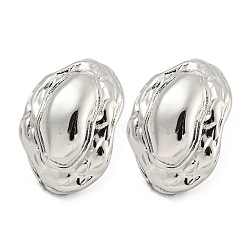 Rack Plating Brass Stud Earrings, Long-Lasting Plated, Lead Free & Cadmium Free,  Oval, Platinum, 27x19mm(EJEW-M247-34P)