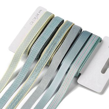 18 Yards 6 Styles Polyester Ribbon, for DIY Handmade Craft, Hair Bowknots and Gift Decoration, Green Color Palette, Light Sea Green, 3/8~1/2 inch(9~12mm), about 3 yards/style