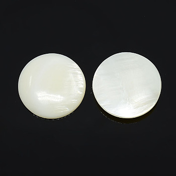 Half Round/Dome Freshwater Shell Cabochon, White, 10x3mm