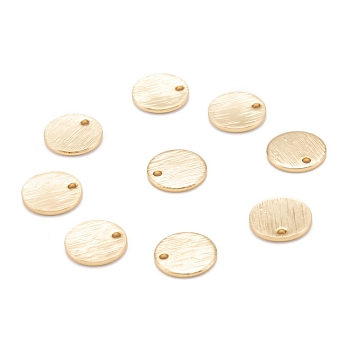 Brass Charms, Long-Lasting Plated, Flat Round, Real 18K Gold Plated, 10x1mm, Hole: 1.4mm