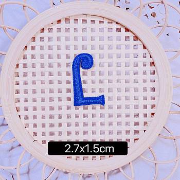 Computerized Embroidery Cloth Self Adhesive Patches, Stick on Patch, Costume Accessories, Letter, Blue, L:27x15mm
