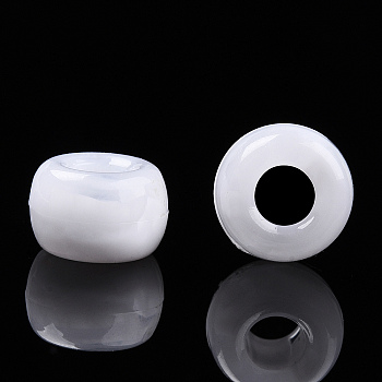 Acrylic Beads, Two Tone, Barrel, White, 9x6mm, Hole: 3.7mm, about 1700pcs/500g