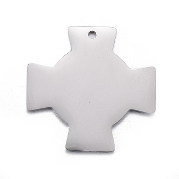 304 Stainless Steel Pendants, Stamping Blank Tag, Cross, Stainless Steel Color, 20x20x1mm, Hole: 1.2mm