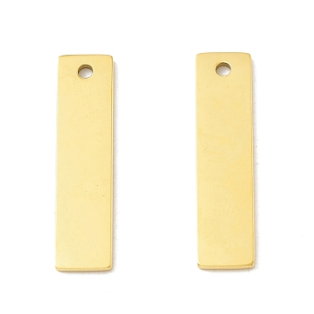 Ion Plating(IP) 304 Stainless Steel Pendants, Rectangle, Real 24K Gold Plated, 21x5x1mm, Hole: 1mm