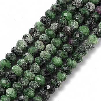 Natural Ruby in Zoisite Beads Strands, Faceted, Luminous, Rondelle, 8x6mm, Hole: 1mm, about 72pcs/strand, 15.75''(40cm)