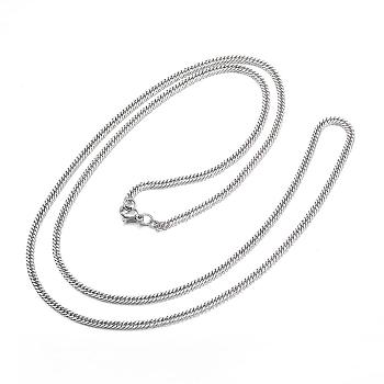 304 Stainless Steel Curb Chain Necklaces, with Lobster Clasp, Stainless Steel Color, 29.5 inch(75cm), 3mm