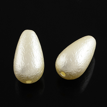 ABS Plastic Imitation Pearl Teardrop Beads, Antique White, 21x11.5x11mm
