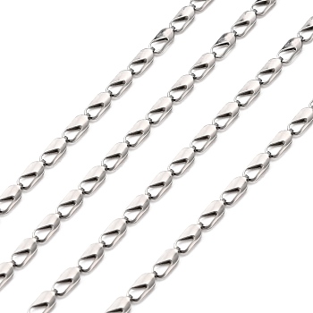 3.28 Feet 304 Stainless Steel Link Chains, Soldered, with Rectangle Connector, Stainless Steel Color, 6x2.5x2mm