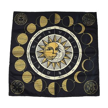 Polyester Peach Skin Tarot Tablecloth for Divination, Tarot Card Pad, Pendulum Tablecloth, Square, Sun, 490x490x1mm