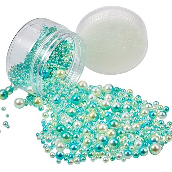 Imitation Pearl Acrylic Beads, No Hole Beads, Round, Light Sea Green, 10.8x7.4x1.8cm, about 1520pcs/box