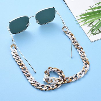 Eyeglasses Chains, Neck Strap for Eyeglasses, with Acrylic Curb Chains, 304 Stainless Steel Jump Rings and Rubber Loop Ends, Floral White, 27.56 inch(70cm)