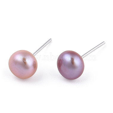 Dyed Natural Pearl Stud Earrings(PEAR-N020-06C)-4