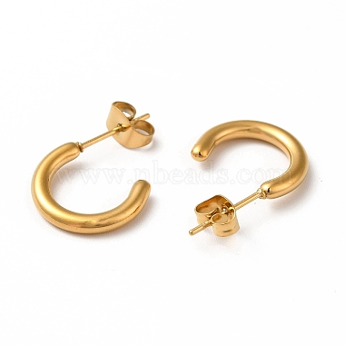 304 Stainless Steel Ring Stud Earrings(EJEW-C004-12C-G)-2