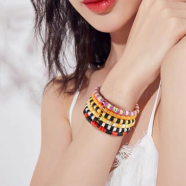 Handmade Polymer Clay Heishi Beads Stretch Bracelets Sets(BJEW-JB05902-10)-6