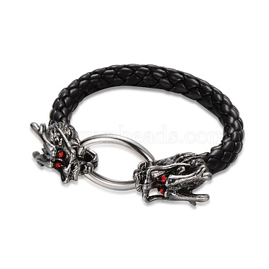 Black Leather+Alloy Bracelets