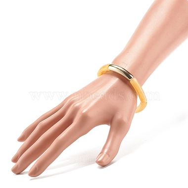 Imitation Gemstone Acrylic Curved Tube Beaded Stretch Bracelet(BJEW-JB07981-02)-3