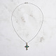 Natural Turquoise & Cubic Zirconia Cross Pendant Necklaces(NJEW-L125-001ASP)-2