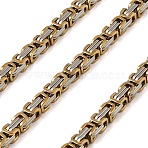 304 Stainless Steel Byzantine Chains, Soldered, without Spool/Card Paper, Golden & Stainless Steel Color, 8x4x4mm(SA-E001-20GP-B)