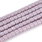 Opaque Solid Color Glass Beads Strands, Column, Lavender, 3.5x4~4.5mm, Hole: 0.7~0.9mm, about 102~108pcs/strand, 14.17~14.96 inch(36~38cm)(GLAA-N065-4x4mm-C06)