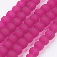 Transparent Glass Bead Strands, Frosted, Round, Medium Violet Red, 6mm, Hole: 1.3~1.6mm, about 140pcs/strand, 31.4 inch(GLAA-S031-6mm-39)