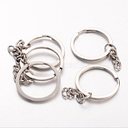 Iron Split Key Rings, Keychain Clasp Findings, Platinum, 25mm(X-IFIN-H040-N)