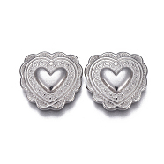 304 Stainless Steel Cabochons, Fit Floating Locket Charms, Heart, Stainless Steel Color, 13.5x14x3mm(STAS-F207-01P-B)