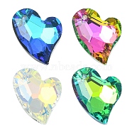 4Pcs 4 Colors Electroplated Glass Pendants, Silver Plated Bottom, Faceted, Heart Charms, Mixed Color, 17x14x5mm, Hole: 1.2mm, 1Pc/color(EGLA-YW0001-60)
