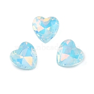 Glass Cabochons, Faceted, Heart, Cyan, 10x10x4.5mm, 45pcs/set(GLAA-N0028-08D)