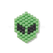Handmade Japanese Seed Beads, Loom Pattern, Alien, Lime Green, 15x12x2mm(SEED-CP00008)