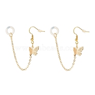 Anti-Lost Earring for Wireless Earphone, Butterfly Dangle Earrings with Hanging Chain for Women, Golden, 100mm, Pin: 0.7mm(EJEW-JE04779)