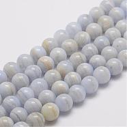Natural Blue Lace Agate Bead Strands, Grade AB, Round, 4mm, Hole: 1mm, about 95pcs/strand, 15.5 inch(G-K153-B02-4mm-AB)