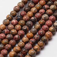 Natural Leopard Skin Jasper Beads Strands, Round, 4mm, Hole: 0.5mm, 100pcs/strand, 15.7 inches(G-N0181-02-4mm)