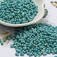 Glass Seed Beads, Opaque Colours Rainbow, Peanut, Light Sea Green, 4x2x2mm, Hole: 0.8mm, about 8000pcs/pound(SEED-K009-09A-02)