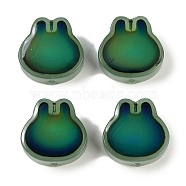 Two Tone Glass Beads, Temperature Sensing Color Changing Beads, Rabbit, Green, 14x14x6mm, Hole: 1.2mm(GLAA-Z007-13C)