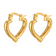 Heart 304 Stainless Steel Hoop Earrings for Women, Real 18K Gold Plated, 19x20mm(EF5965-1)