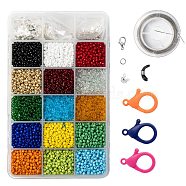DIY Neck Strap Lanyard Making Kits, Including Glass Seed Beads, Plastic & Zinc Alloy Lobster Claw Clasps, Eyeglass Holders, Tail Wire, Brass Crimp Beads(DIY-JP0005-74C)