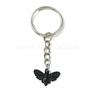 Alloy Pendant Keychain, with Iron Split Key Rings, Butterfly, 6.4cm(KEYC-JKC00720-03)