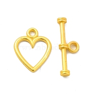 Rack Plating Alloy Toggle Clasps, Heart, Matte Gold Color, Bar: 18.5x6.5x3mm, Hole: 1.8mm, Heart: 14x11.5x1.5mm, Hole: 1.6mm(FIND-I034-12MG)