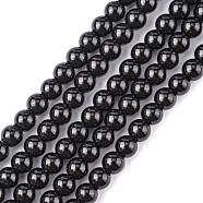 Synthetic Black Stone Beads Strands, Dyed, Round, Black, 6mm, Hole: 1mm, about 32pcs/strand, 7.8 inch(G-G088-6mm)