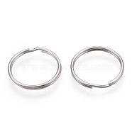 Iron Split Key Rings, Keychain Clasp Findings, Platinum, 25x2.5mm, Inner Diameter: 22mm, Single Wire: 1.25mm(FIND-ZX003-11)