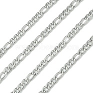 304 Stainless Steel Figaro Chains, Faceted, Unwelded, Stainless Steel Color, 4~6x3mm(CHS-L015-17)