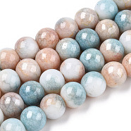 Opaque Crackle Glass Round Beads Strands, Imitation Stones, Round, PeachPuff, 10mm, Hole: 1.5mm, about 80pcs/strand, 30.31~31.10 inch(77~79cm)(GLAA-T031-10mm-01C)